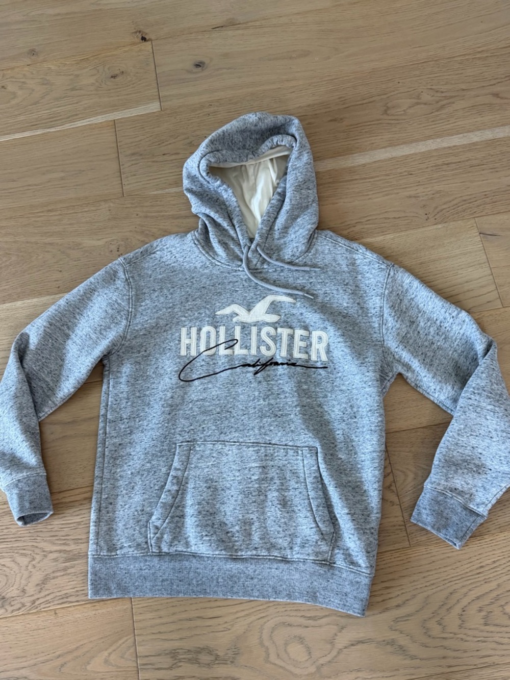Hollister Light Gray Pullover Hoodie with Logo
